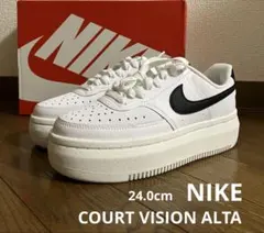 24.0cm ナイキ コートビジョン アルタ ホワイト&ブラック　厚底スニーカー