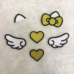 うちわ用デコパーツ　ハート猫耳イエロー　黄色