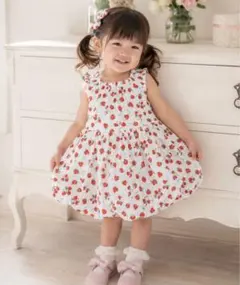 パンパンチュチュ 90 いちご柄 バルーンワンピース ノースリーブ ワンピのサムネイル