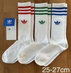 新品　アディダス　25-27cm ソリッド　クルーソックス　3色セット
