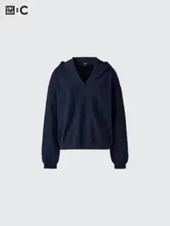 UNIQLO ユニクロ　リラックスフーデッドセーター　ネイビー　レディース