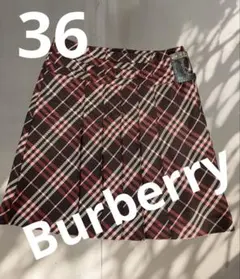 美品　Burberry ウール ノバチェック　プリーツ　ミニスカート 茶 36のサムネイル