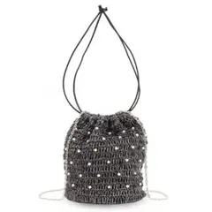 ❤新品・未使用❤【COOCO】パール付 メタリック 2WAY巾着 バッグのサムネイル