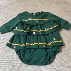 クリスマス　フリル付きロンパース グリーン 70cm