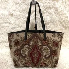 新品同様✨エトロ リバーシブルトートバッグ 　レザー　ブラウン ペイズリーのサムネイル