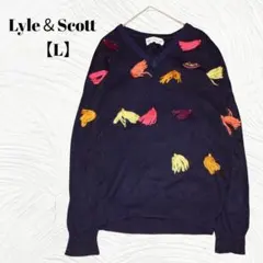 美品✨️Lyle＆Scott【Ｌ】カシミヤニットセーター　Ｖネック　タッセル刺繍