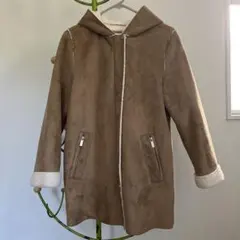 Zara Girls フード付き　フェイクムートンコート