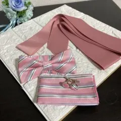 【4点】ピンク　ウェディング　結婚式　蝶ネクタイ　サッシュベルト　カフス　チーフ