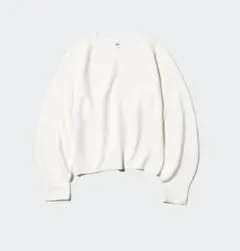 UNIQLO 3Dコットンクルーネックセーター　オフホワイト 長袖ニット M