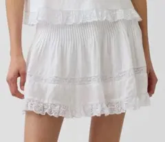 GAP ピンタックレーストリミング ミニスカート ホワイト