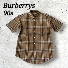 【希少】90s BURBERRYS バーバリー 半袖 シャツ 麻綿 ノバチェック
