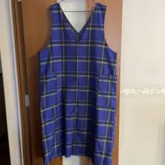 セール中◾︎4L チェック Vネック ノースリーブ ワンピース