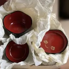 梅柄 汁椀 蓋付き 漆器風 5客セットのサムネイル
