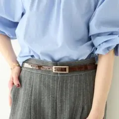 新品未使用　HASHIBAMI エナメル 15MM レザーベルト ダークブラウン