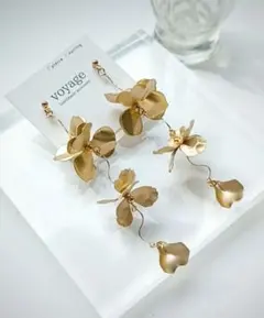 【再販】マットゴールド フラワー ウェディング ハンドメイド ピアス イヤリング