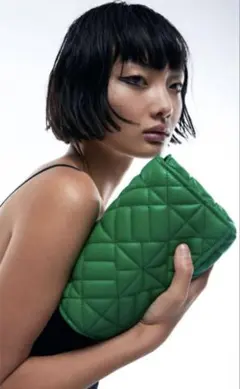 ZARA チェーンショルダーバック　緑 ザラ