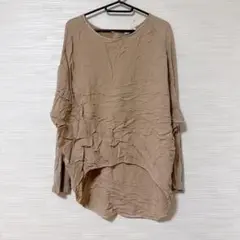 SUZYD ベージュ シワ 長袖トップス サイズM/L 長袖Tシャツ