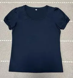 UNIQLO ちょうちん袖エクストラファインコットン size Lネイビー