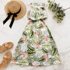 【美品】Bou jeloud ボタニカル柄 ノースリーブ マキシワンピース 夏のサムネイル