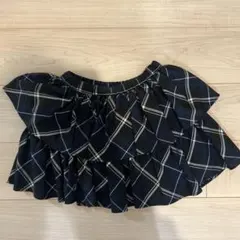 ネイビーとホワイトのチェック フレアスカート