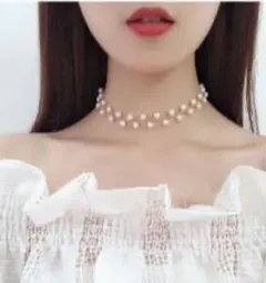 人口パール上品な印象で控えめ可愛い調整可能チョーカー