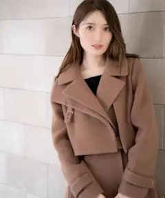 即日発送 美品 ノエラ ２ＷＡＹスタンドカラーウールコート ベージュ