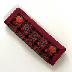 りんご付きハンドメイド持ち手カバーデニムバッグ用ハンドルカバーチェック