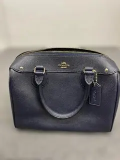 Coach コーチ ネイビー レザー ハンドバッグ ショルダー付き