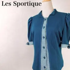 レスポルティック 　7分袖襟付き　大人可愛い　ギンガムチェック柄ブラウス　　11