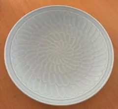 有田焼 忠峰作 大皿 青磁 花びら模様