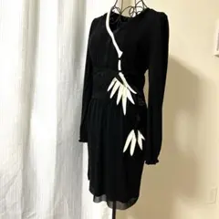 VIVIENNE TAMビーズビーズ装飾ワンピースドレス ブラック ノースリーブ