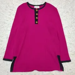 【美品】イヴサンローラン☆金ボタン　90s　バイカラー　ピンク　ニットのサムネイル