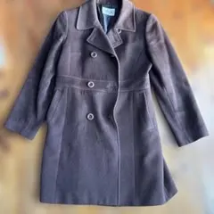 ブラウン ダブルブレスト ロングコート