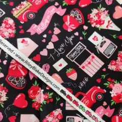 USAコットン ライリーブレイク　Falling in Love ブラック