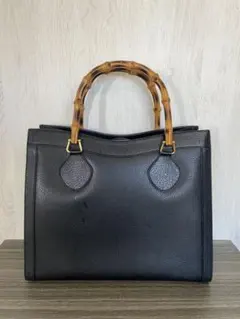 GUCCI ダイアナ　バンブー　ハンドバッグ　レザー　ブラック