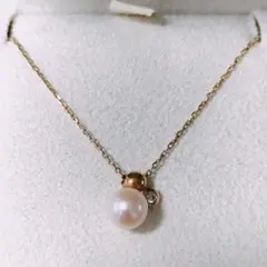 ミキモト ペルリータ ダイヤモンド×パール ネックレス K18YG 2.0g