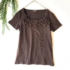 リフレクト『９』フリル デザイン 半袖 ブラウス カットソー