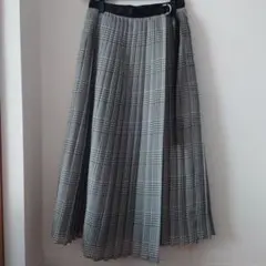 UNITEDARROWS グレー チェック柄 プリーツスカート巻きスカート 美品