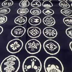 風呂敷 紺色 家紋尽くし模様 綿100%