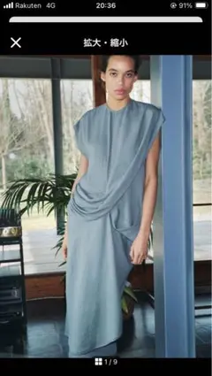 ZARAウーマンリネン混紡ドレープワンピース