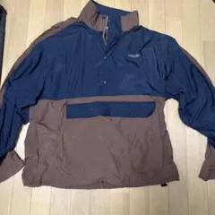 ハーフジップ マウンテンパーカー ネイビー/ブラウン