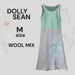 ドリーシーン 美品 ノースリーブワンピース 緑 Mサイズ 花刺繍 グリーン