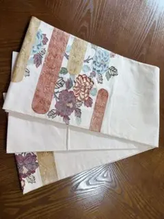 【016】華やか花柄・鶴の袋帯