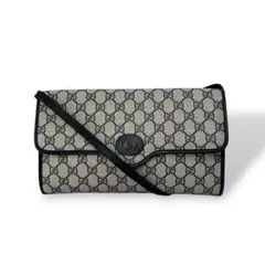 オールドグッチ　GGスプリーム　ショルダーバッグ　グレー　ネイビー　PVCレザー