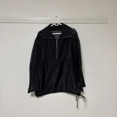 未使用タグ付き】HUIS. スウェットジップロングブルゾン ブラック 