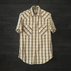 Levi's　チェックウエスタン半袖シャツ　ベージュ系 S(USサイズ)