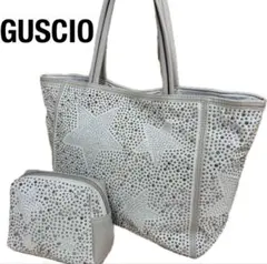 未使用品 GUSCIO イタリア トートバッグ&ポーチ ラインストーンスタッズ