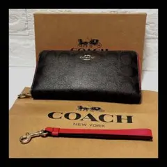 みぃ様専用‼️COACH 長財布 C4452 ブラウン×レッド シグネチャー 袋
