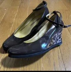 ブラウン系　 レオパード柄 ウェッジヒールパンプス　23.5㎝
