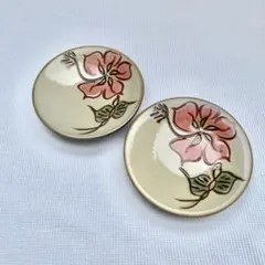 陶芸工房てぃーだ　ハイビスカス柄 小皿 2枚セット　やちむん